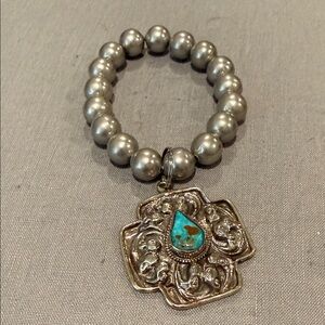 Tibetan Silver and Turquoise Beaded Bracelet